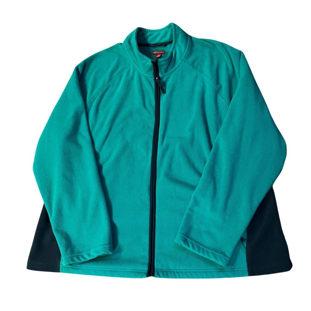 Merona Fleece Jacket Women's 4X Plus Size Teal Black Full Zip Used - Picture 3 of 11